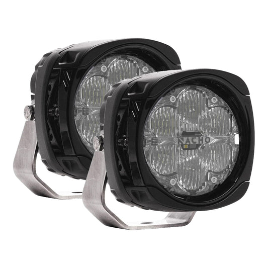 NACHO Quatro Flood Beam Pattern - Ideal for Lower Speed Driving with Low and High Power - Size 4" - Pair 800
